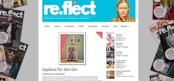 re.flect Magazin: Applaus für den Gin
